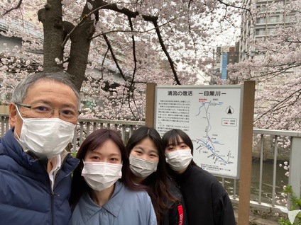 横の目黒川は桜が有名です