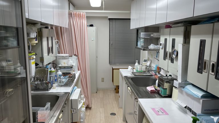 消毒室です